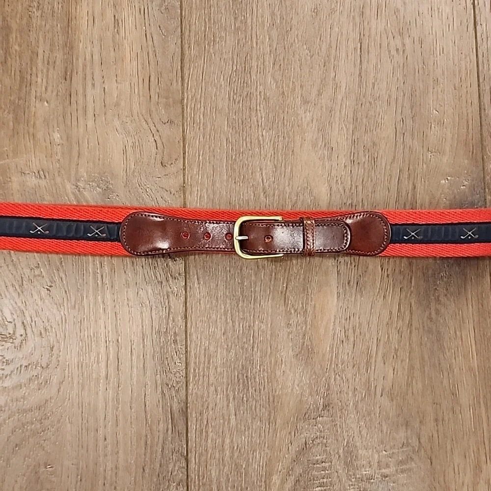 Vtg Trafalgar Ribbon Belt Golf Clubs Classic Preppy Country Club Men's size 30